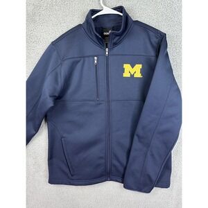 Michigan Wolverines Jacket Men Large NCAA Football Full Zip Polyester Rugby Gen2